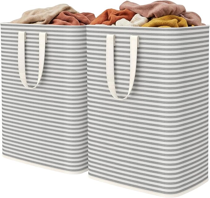 Lifewit 2 Pack Laundry Basket 65L Each, Collapsible Clothes Hamper with Reinforced Handles, Freestanding Waterproof Design fo