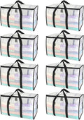 BALEINE 8-Pack Oversized Moving Bags with Reinforced Handles, Heavy-Duty Storage Tote for Clothes, Moving Supplies (Clear, 8-