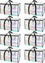 BALEINE 8-Pack Oversized Moving Bags with Reinforced Handles, Heavy-Duty Storage Tote for Clothes, Moving Supplies (Clear, 8-