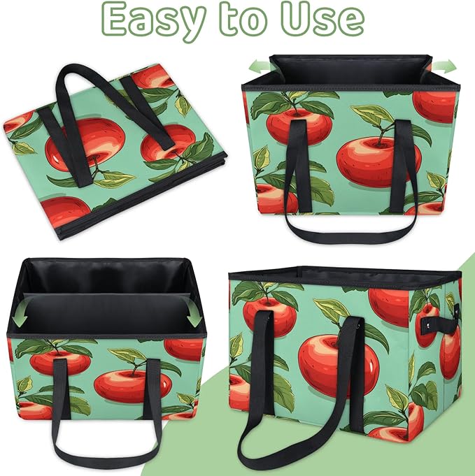 Reusable Grocery Bags Heavy Duty Shopping Bags Foldable Large Tote Bags with Long Handles & Hard Bottom