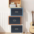 STOREONE Fabric Storage Cube Bins Foldable Organizer Container Collapsible Basket with Lids and Metal Handles, for Home, Bedr