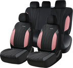 Coverado Seat Covers 5 Seats, Luxury Car Seat Covers Full Set, Automotive Car Protectors, Pink Driver Seat Covers, Car Access