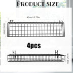 4 Pcs 15.75 x 3.94 x 1.97 Inch Metal Grid Wall Baskets with Hooks Grid Wall Shelves Hanging Wire Basket Multi Function Storag