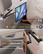 for Magsafe Car Headrest Tablet Holder, for iPad Holder Car Mount, 6 lb Strong Magnetic Force Adjustable Aluminum Tab Mount for All Phone iPhone iPad Stand Travel Accessories