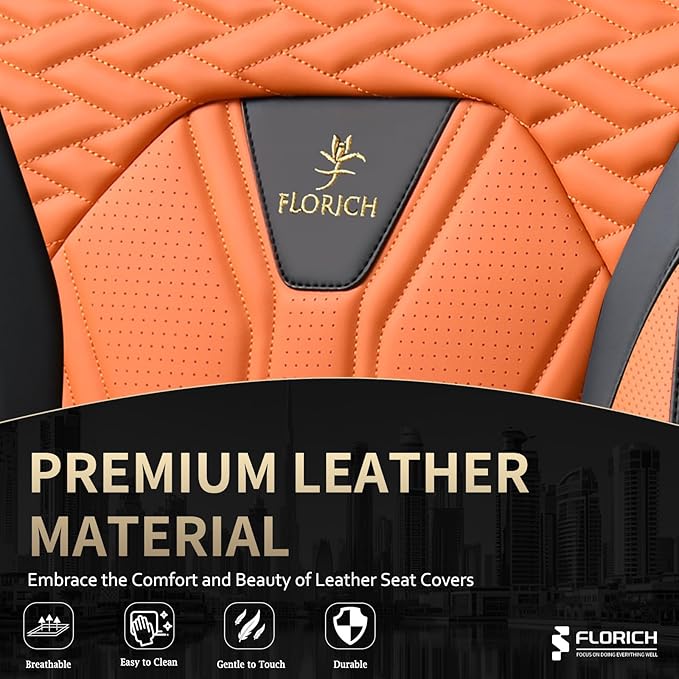 FLORICH Leather Seat Covers, Car Seat Covers Full Set, Car Seat Protectors 5 Seats, Automotive Seat Covers Driver Seat Covers
