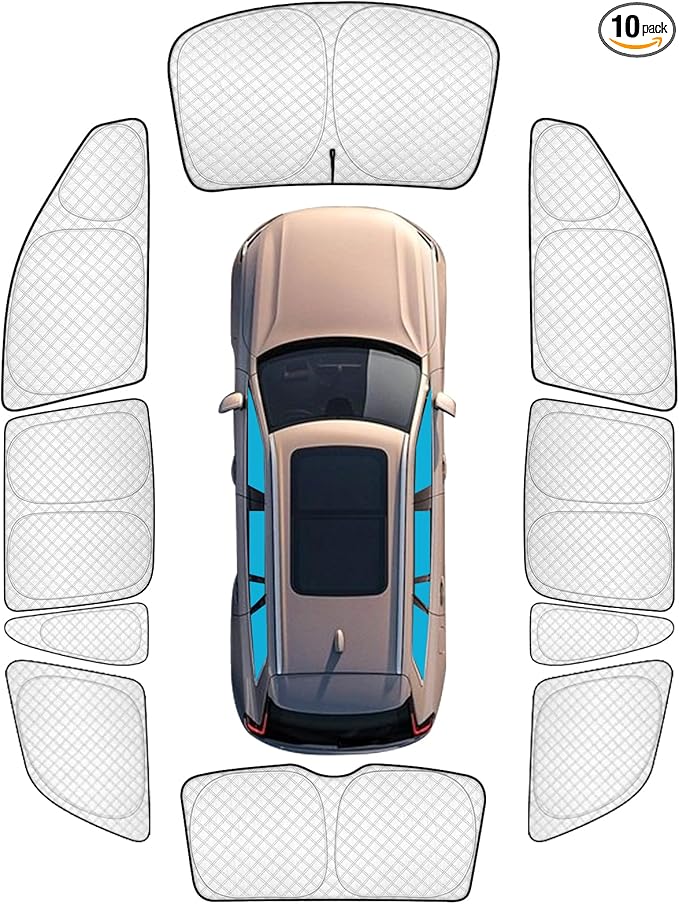 KMF 10pcs Thicken Sun Shades for Volvo XC90 2016-2025 Accessories, Full Car Window Covers Sunshade for Windshield Side Rear, UV Block and Blackout Protect Privacy for Car Camping