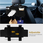 Car Back Seat Organizer with Tissue, Car Seat Back Tissue Box and Storage Hook, Multifunctional Car Organizer for Hold Phone,Drinks,Handbag,Compatible with Most Vehicles (Black)