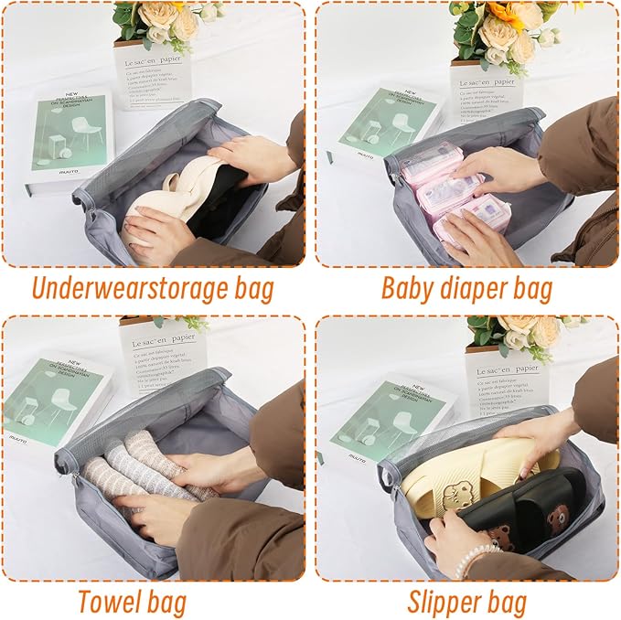 6 Pcs Packing Cubes Luggage Organizers Small Mesh Clothing Underwear Bag Foldable Laundry Bags for Travel Hiking Camping Back