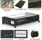 Under Bed Storage with Wheels, 2-Pack Underbed Storage Containers with Clear Lids, Under Bed Shoe Storage Organizer, Rolling 