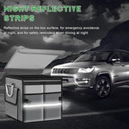 Trunk Organizer with Lid, 28L Collapsible 2-Compartment Car Storage Box with Reinforced Handles, Multipurpose Waterproof Oxford Storage