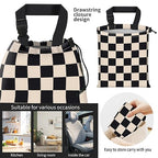 Car Trash Bag Large Hanging Can for Back of Seat, Cute Waterproof Car Garbage Bag for Vehicle, Travelling, Outdoor Cute Black Beige Plaid