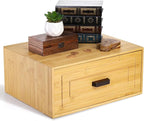 Kingrol Bamboo Cube Storage, Stackable Desk Drawer Organizer with Handle, Home Office Cubby Organizer for Entryway, Closet, B