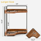 2-Tier Corner Bathroom Counter Organizer with Embedded Screw Holes, Secure & Stable Wood Vanity Shelf for Makeup and Skincare