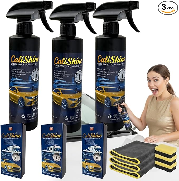 CaliShine Quick Effect Coating Spray - 16.9 fl oz Waterless Ceramic Car Wax Coat - Detail Polish & Cleaner for Cars Boat Body