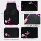 CAR PASS Universal Cloth Butterfly Car Seat Covers Full Set, Embroidered Flower Waterproof Car Floor Mats Carpet, Butterflies