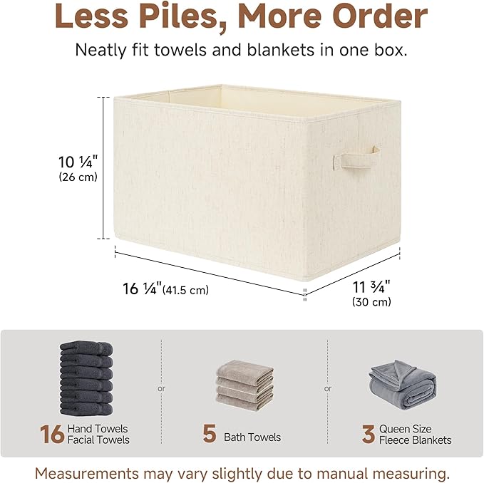 StorageWorks Closet Organizers and Storage Bins, Shelf Baskets for Clothes Storage, Fabric Storage Bins for Organization, Bei