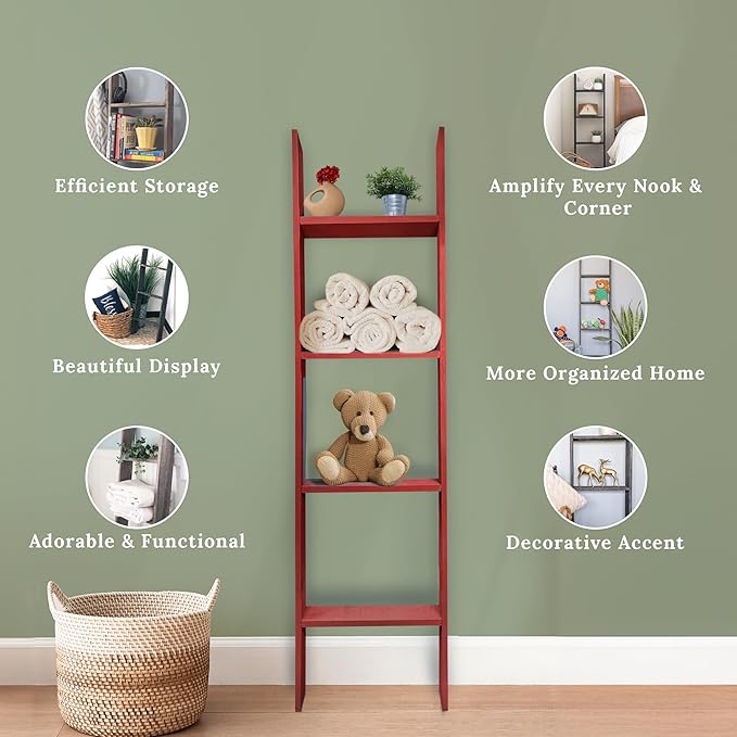 BARNWOODUSA Throw Blanket Ladder – Fully Assembled Reclaimed Wood – Rustic Decorative Ladder for Towels, Quilts, & More – Per