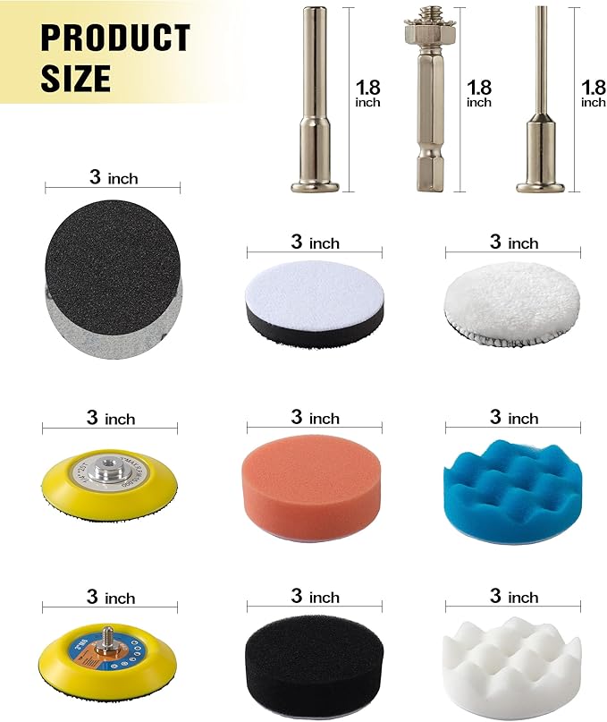 143 PCS Drill Polishing Kit, 3 Inch Sanding Disc Headlight Restoration Kit 60 to 10000 Grit Buffing Pads for Car Sanding, Wax