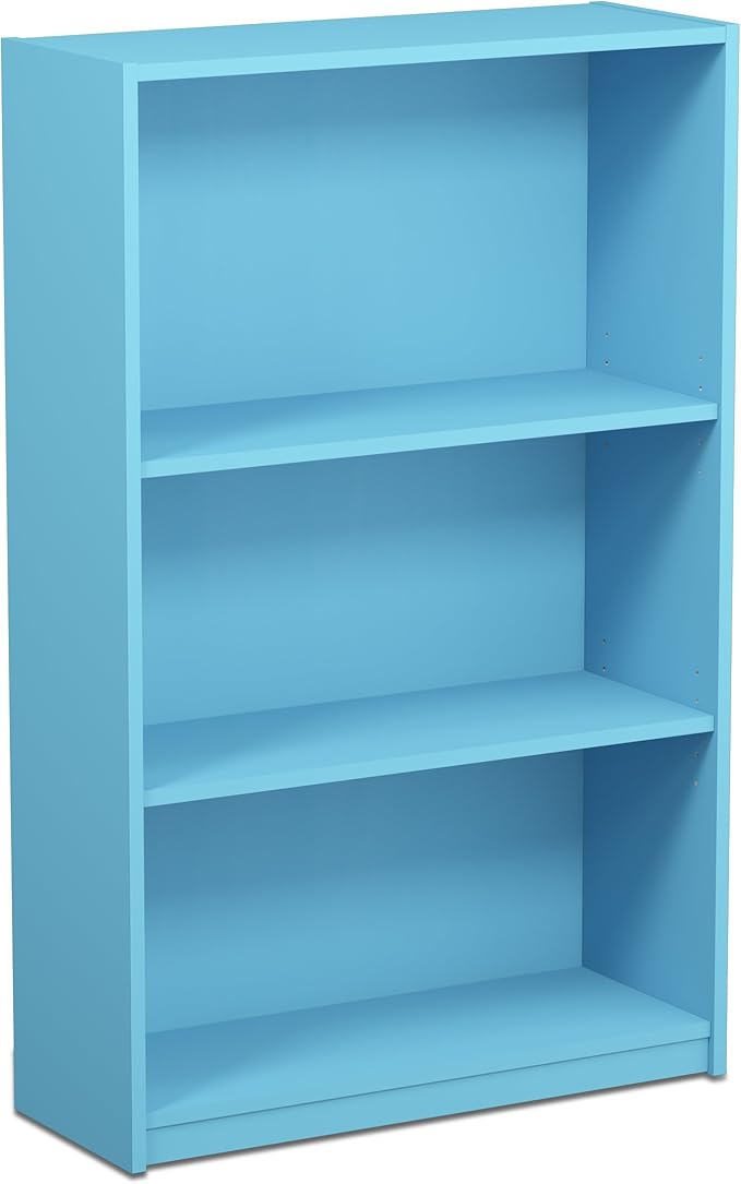 Furinno JAYA Book Shelf, 3-Tier Bookshelf, Bookcase with Adjustable Shelves, 9.5 x 24.5 x 40.3, for Organization and Storage,