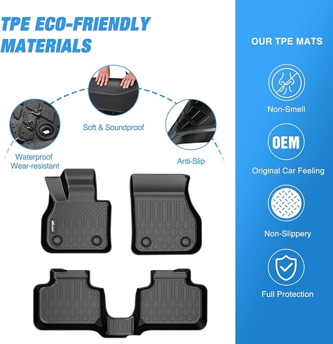 Nilight TPE Floor Mats for Mini Countryman F60 (Not for Manual Transmission) 2017 2018 2019 2020 2021 2022 2023 2024 All Weather Custom Fit Heavy Duty Floor Liners