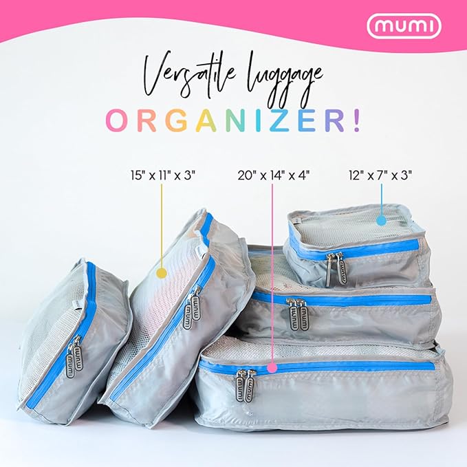 MUMI Packing Cubes - 5 Compression Packing Cubes for Travel, Luggage Organizer Bags for Suitcases, Carry-On, Duffle or Backpa