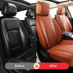 MIROZO Front Seat Covers Brown,Car Seat Covers Faux Leather Automotive Seat Covers Car Seat Protector Vehicle Cushion Cover f