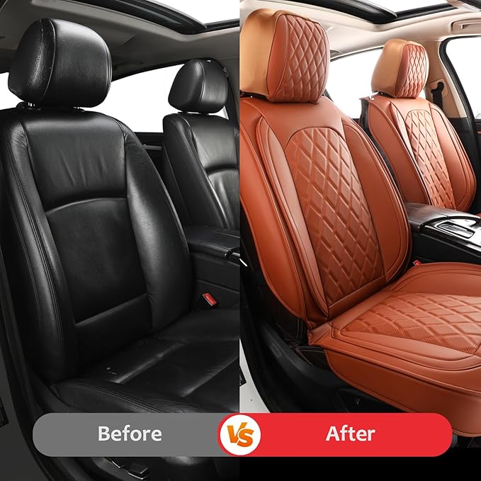 MIROZO Seat Covers Universal, Faux Leather Seat Cover Waterproof Seat Covers Full Set Automotive Seat Covers Car Seat Protect
