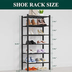 Smiry Shoe Rack, 6 Tier Thick Small Bamboo Shoe Organizer, Stackable Free Standing Wooden Shoe Storage Shelf for Closet, Entr