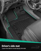 Car Floor Mats for Honda Odyssey: 2018-2026 Cargo Liner, Mini Passenger Van Accessories, All Weather 1st 2nd 3rd Row Rubber Floor Trunk Carpet for Odyssey 2018 2019 2020 2021 2022 2023 2024 2025 2026