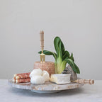 Creative Co-Op Scandinavian Round Marble Lazy Susan, Multicolor