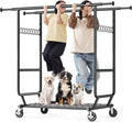 HOKEEPER Clothes Rack Heavy Duty Clothing Rack Load 650 LBS Collapsible Garment Rack with Wheels Double Rod Coat Rack for Han