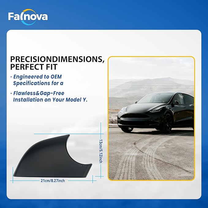 Right Rearview Mirror Cover Bracket, Compatible with Tesla Model Y 2020-2026, Side Mirror Base Cover Replacement Part, Suitable for Tesla Model Y Accessories（Black）