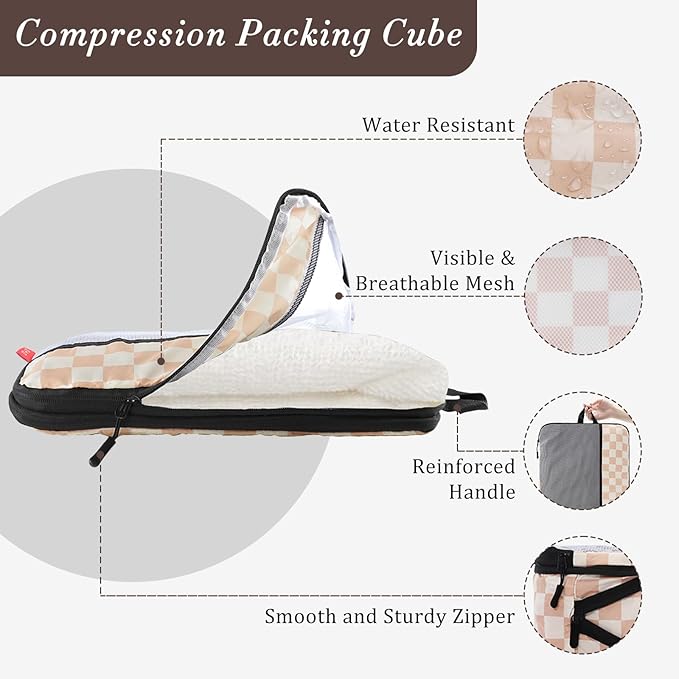 U+U 4 Set Compression Packing Cubes - Ultralight Travel Organizers, Space-Saving Suitcase Organizer, Expandable Packing Cubes