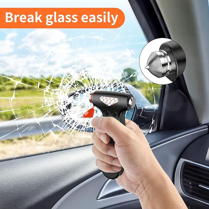 Car Safety Hammer, 2PCS Black 3-in-1 Emergency Escape Tool with Window Breaker and Seat Belt Cutter, Safety Emergency Car Esc