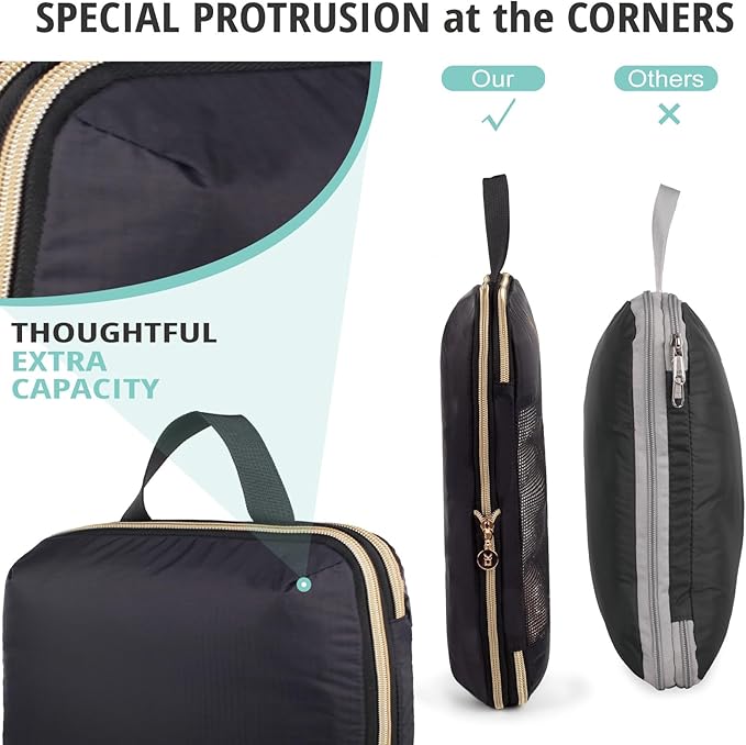 Compression Packing Cubes for Travel, Bunnychill Portable Zipper Packing Cube for Cloting, Expandable Space Saver Storage Lug