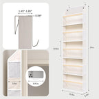 Ultra-Thin 5 Tiers Over the Door Organizer Hanging with 10 Side Pocket for Narrow Gaps,44lbs Behind the Door Storage Closet B