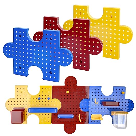 PTSGCAI 3-Pack Plastic Pegboard Panels Durable Modular Organizer Boards with 12pcs Combination Kit for Wall Storage, Garage, 