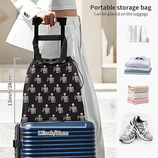 Car Trash Bag Large Hanging Can for Back of Seat, Cute Waterproof Car Garbage Bag for Vehicle, Travelling, Outdoor Cool Skull Human
