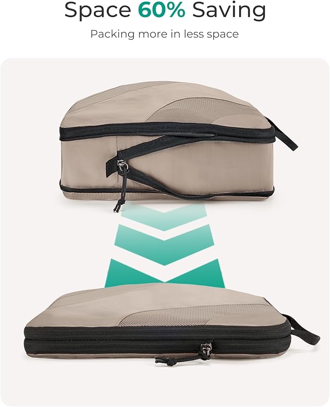 BAGSMART Compression Packing Cubes, 6 Set/4 Set/2 Set Travel Packing Cubes for Carry on Suitcases, Compression Suitcase Organ