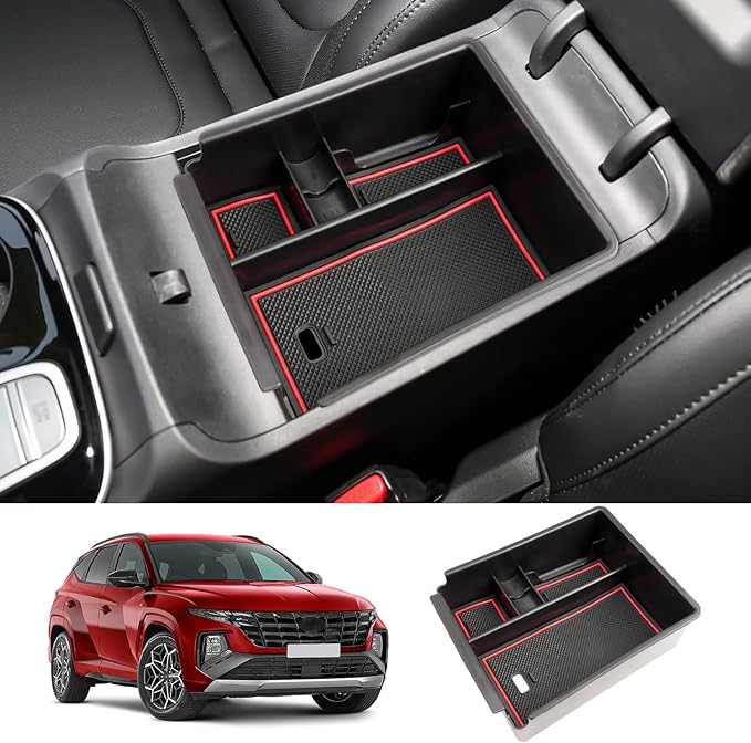 Center Console Organizer Compatible with 2025 2026 Hyundai Tucson SEL/SE Armrest Storage Box Armrest Console Organizer 2025 Tucson Accessories (ONLY FOR TUCSON SEL/SE/XRT,NOT FOR PHEV&Limited&N-Line)