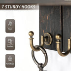 Rebee Vision Farmhouse Key Holder Wall Mount for Home Decor- Rustic Wooden Key Holder for Wall with Floating Shelf & 7 Sturdy