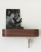 Kazai.® Key Holder 'Toke' | Minimalist Key Hook Design from Berlin | Modern Key Holder Wall Mount with Wooden Shelf | Key Rac