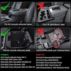 Center Console Organizer Compatible with 2019-2022 GMC Sierra/Chevy Silverado 1500 and 2020 2021-2023 Sierra/Silverado 2500HD/3500HD Accessories, Armrest Tray (Full Console w/Bucket Seats ONLY)