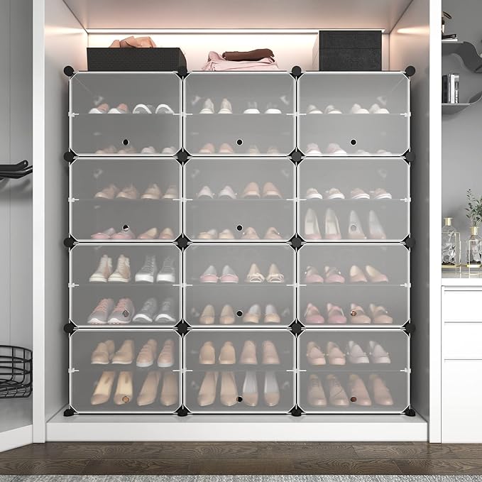ROJASOP Portable 8-Tier Shoe Cabinet - 48-Pair Shoe Organizer with Expandable, Free Standing, Stackable Space Saving Design a