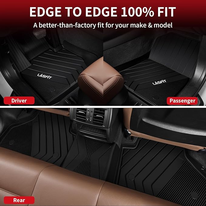 LASFIT Floor Mats Fit for BMW X3 2011-2017 & BMW X4 2015-2018 xDrive28i, xDrive28d, xDrive35i, M40i, Custom Fit TPE All Weather Waterproof Floor Liners Front & Rear Rows Car Mat, Black
