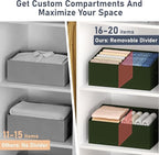 DIMJ Large Closet Shelf Organizer Bins 4 Packs with Handles and Divider, Fabric Trapezoid Storage Baskets, Foldable Clothes C