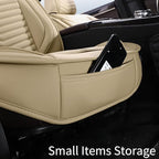Nappa Leather Car Seat Covers Full Set, Beige Car seat Protector 5 Seats, Waterproof Car Seat Cushion, Universal Automotive S