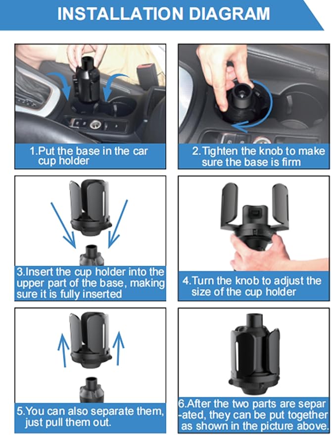 Universal Golf Cart Cup Holder Expander, Adjustable Base & Holder for 1lb Tank, Various Sized Water Bottles & Tumblers, Compa