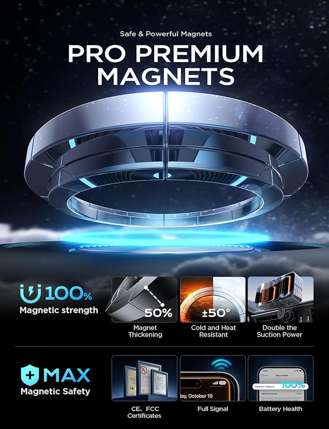 LISEN for MagSafe Car Mount Magnetic Phone Holder for Your Car Magnet Air Vent Cell Phone Holder Mount Car Accessories Gift for Men Women fit iPhone 17-12 Dashboard Mount Kits