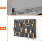 TORACK Metal Pegboard Panels and Hooks for Garage, Workbench, Shop, Shed Tool Organizer Peg Board with 1/8" & 1/4" Holes, Mod